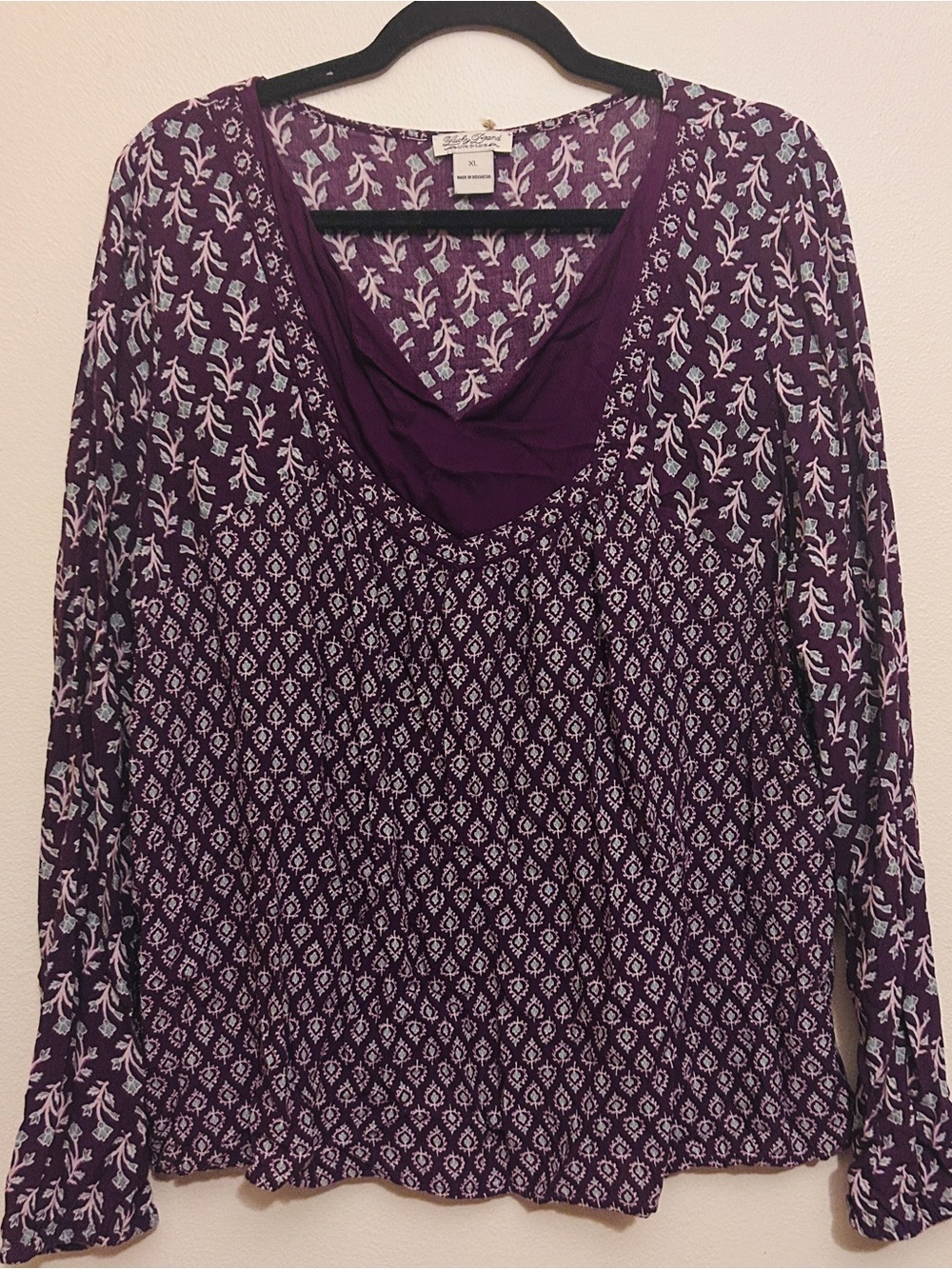 Lucky Brand Purple Printed Long Sleeve Top